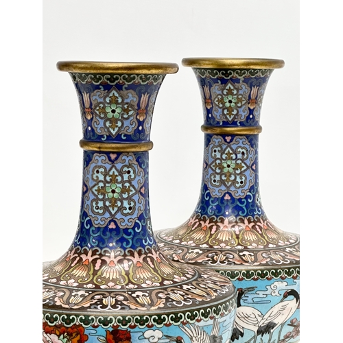 23 - A pair of Early/Mid 20th Century Japanese cloisonne enamel vases. 16x27cm