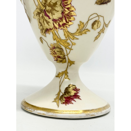 36 - A large fine quality Late 19th Century Continental hand painted baluster vase, with gilt foliage han... 