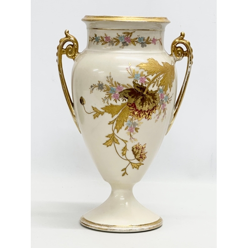 36 - A large fine quality Late 19th Century Continental hand painted baluster vase, with gilt foliage han... 