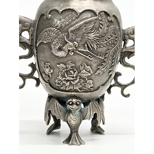 77 - A large Late 19th/Early 20th Century plated brass incense burner, with cover. Xuande 4 character mar... 