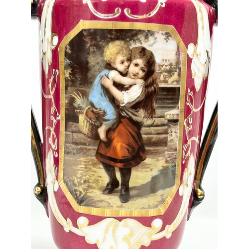 37 - Old Paris Porcelain. A large 19th Century French hand painted vase. 30x21x39cm