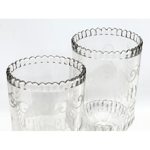 113 - A pair of Late 19th Century Victorian glass celery vases. 26cm