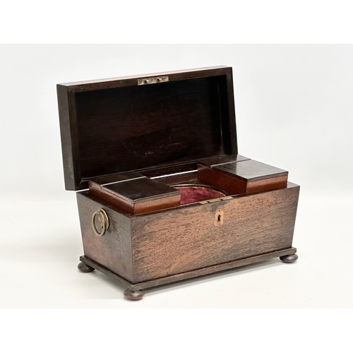 182 - An Early 19th Century Regency Period rosewood sarcophagus tea caddy. Circa 1810. 31x16x18cm