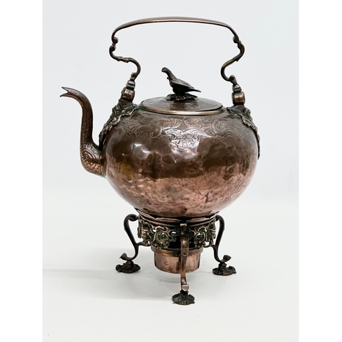 235 - A good quality Early/Mid 19th Century copper spirit kettle. 24x31cm.