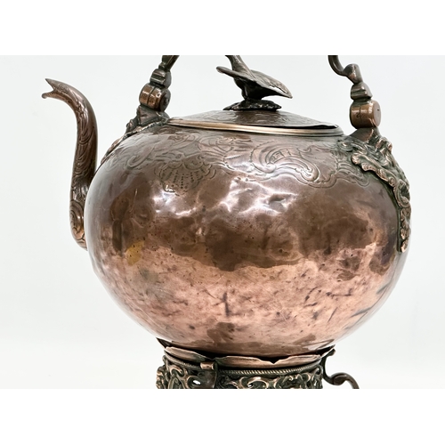 235 - A good quality Early/Mid 19th Century copper spirit kettle. 24x31cm.