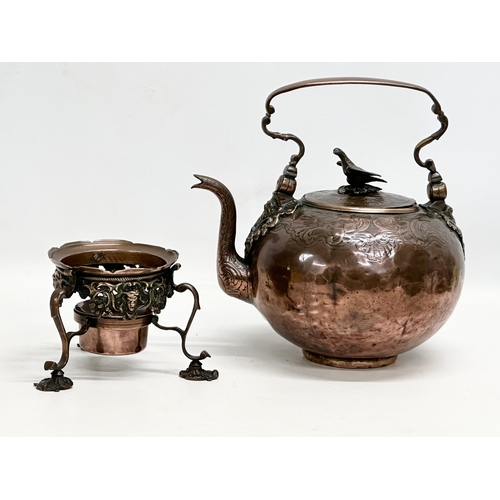 235 - A good quality Early/Mid 19th Century copper spirit kettle. 24x31cm.