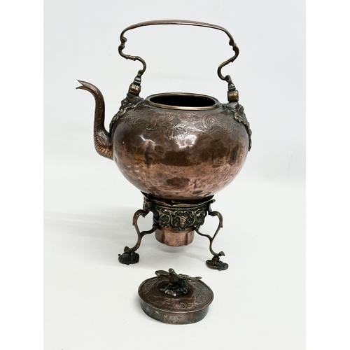 235 - A good quality Early/Mid 19th Century copper spirit kettle. 24x31cm.