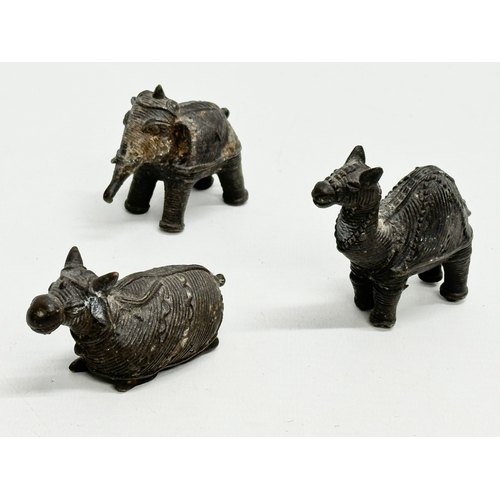 298 - A collection of 19th and Early 20th Century miniature Indian bronze and brassware. 7x9cm. 7x5x8cm. 7... 