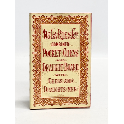 33 - Owen Jones. A De La Rue & Co’s Combined Pocket Chess and Draught Board With Chess and Draughts-Men. ... 