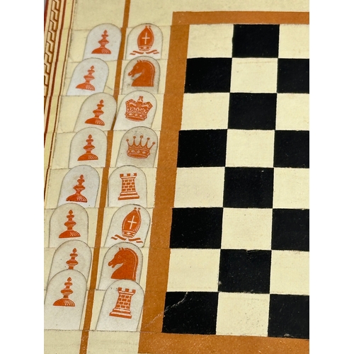 33 - Owen Jones. A De La Rue & Co’s Combined Pocket Chess and Draught Board With Chess and Draughts-Men. ... 