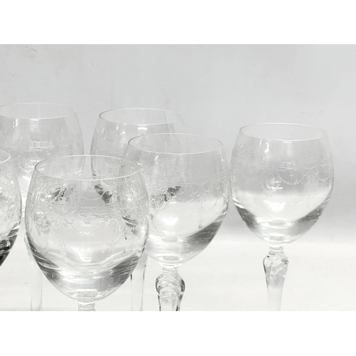 283 - A set of 8 Bohemian etched hock glasses/wine glasses. 18.5cm