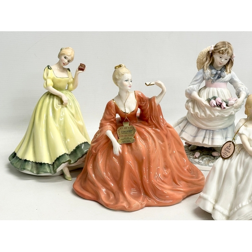 912 - 8 pottery figurines. 5 Royal Doulton and 3 Coalport.