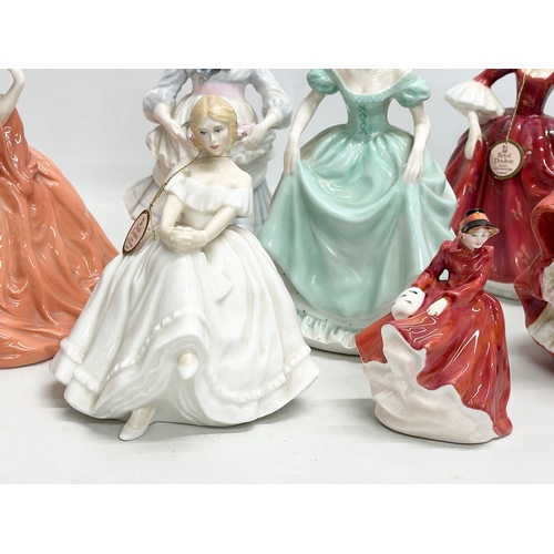 912 - 8 pottery figurines. 5 Royal Doulton and 3 Coalport.