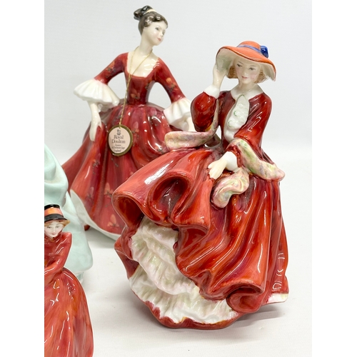 912 - 8 pottery figurines. 5 Royal Doulton and 3 Coalport.