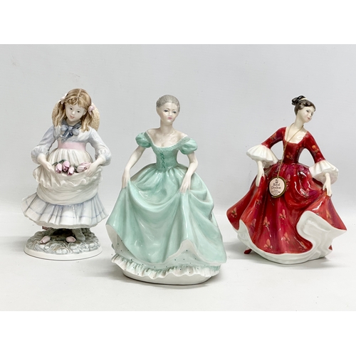 912 - 8 pottery figurines. 5 Royal Doulton and 3 Coalport.