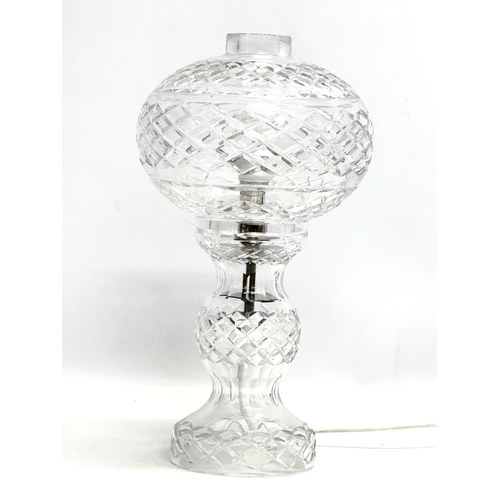 519 - A large Tyrone Crystal 2 piece table lamp. 22x41cm