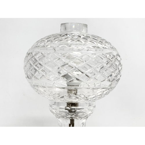 519 - A large Tyrone Crystal 2 piece table lamp. 22x41cm