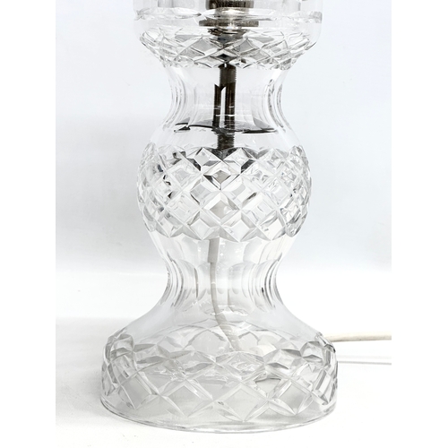 519 - A large Tyrone Crystal 2 piece table lamp. 22x41cm