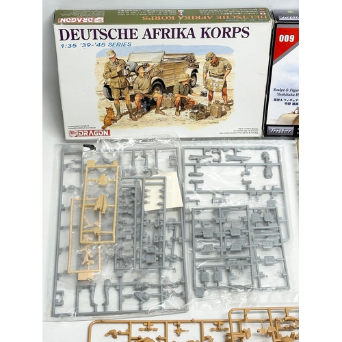 744 - 3 boxes of models kits. An unused Dragon Deutsche Afrika Korps. A Tristar German Africa Corps. An un... 