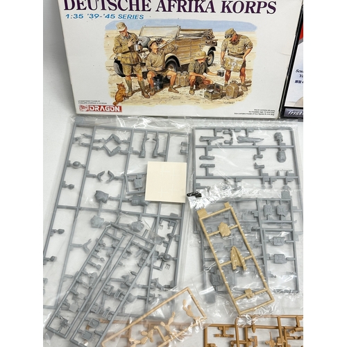 744 - 3 boxes of models kits. An unused Dragon Deutsche Afrika Korps. A Tristar German Africa Corps. An un... 