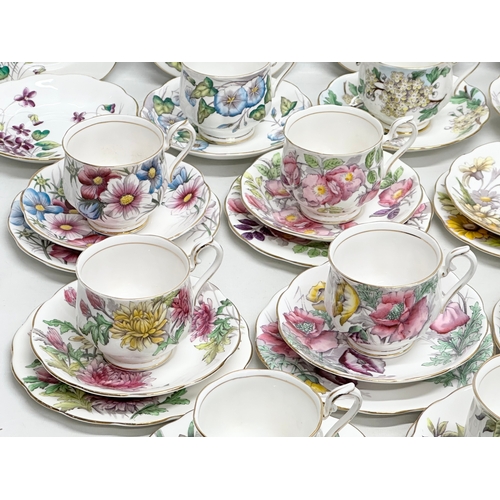 288 - Royal Albert Flower of the Month Series. Tea service. Nearly complete set. 3 pieces missing, includi... 