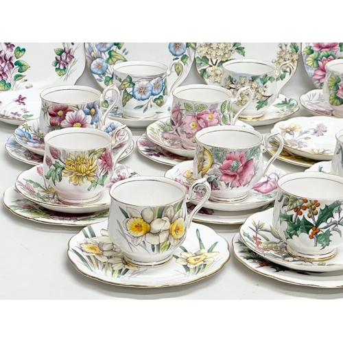 288 - Royal Albert Flower of the Month Series. Tea service. Nearly complete set. 3 pieces missing, includi... 