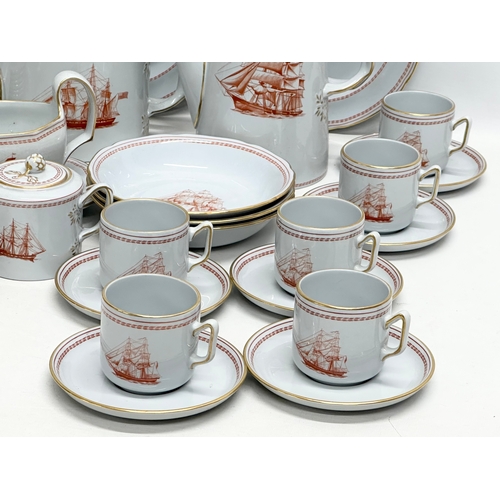 8 - A 47 piece Spode Red Trade Winds dinner service. Ship George of Salem 1814. W128.