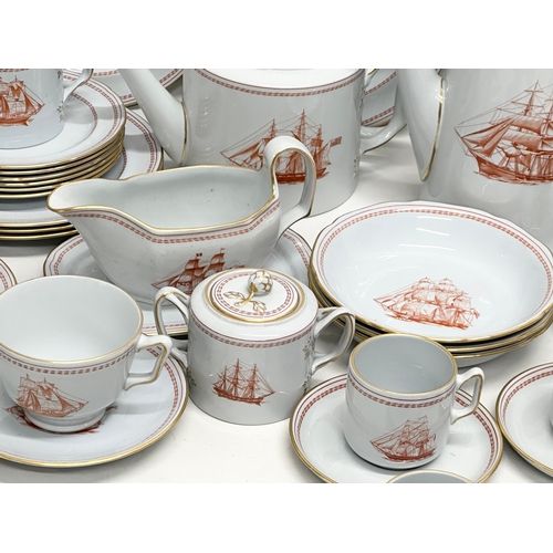 8 - A 47 piece Spode Red Trade Winds dinner service. Ship George of Salem 1814. W128.