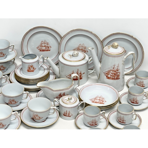 8 - A 47 piece Spode Red Trade Winds dinner service. Ship George of Salem 1814. W128.