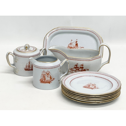 8 - A 47 piece Spode Red Trade Winds dinner service. Ship George of Salem 1814. W128.