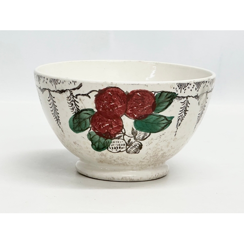 228A - Three 19th Century Victorian Spongeware bowls, together with a Victorian bowl. 16x9.5cm. 15x8.5m. 15... 