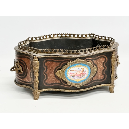 17 - A 19th Century French Napoleon III kingwood jardiniere, with brass ormolu mounts. 41x27x16.5cm