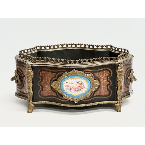 17 - A 19th Century French Napoleon III kingwood jardiniere, with brass ormolu mounts. 41x27x16.5cm