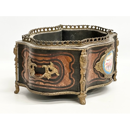 17 - A 19th Century French Napoleon III kingwood jardiniere, with brass ormolu mounts. 41x27x16.5cm