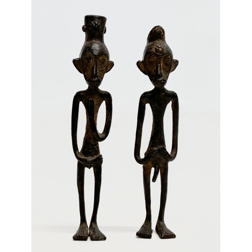 242 - Three 19th Century African bronze figures. 14.5cm. 12cm.