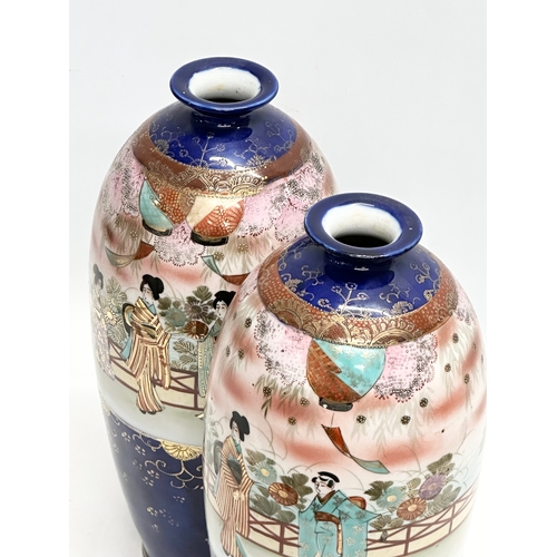 240 - A pair of large Japanese hand painted vases. Satsuma. 36cm