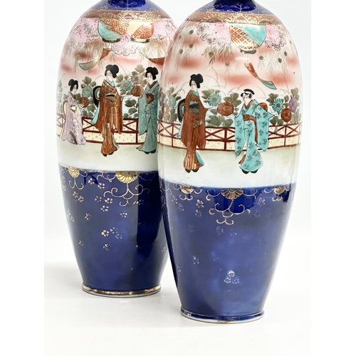 240 - A pair of large Japanese hand painted vases. Satsuma. 36cm