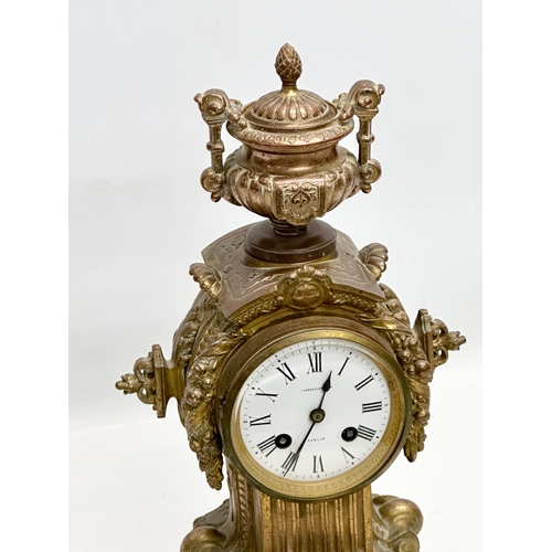 30 - A 19th Century Chancellor & Son, Dublin, brass mantle clock. With pendulum. 16.5x14.5x38.5cm