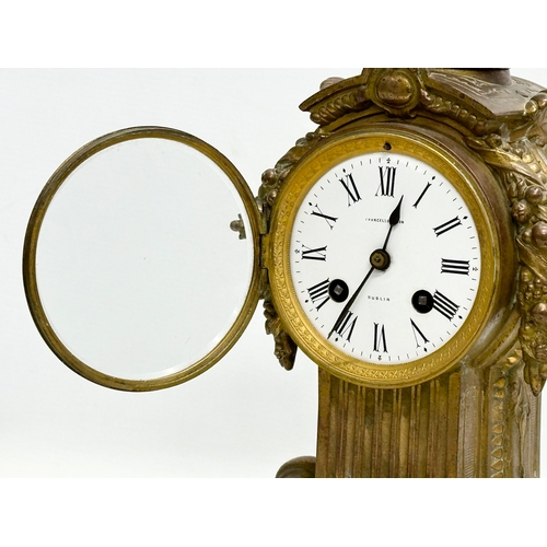 30 - A 19th Century Chancellor & Son, Dublin, brass mantle clock. With pendulum. 16.5x14.5x38.5cm