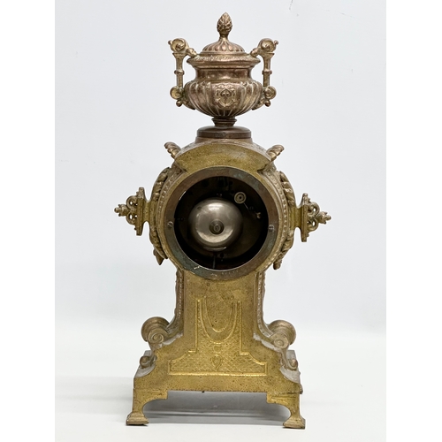 30 - A 19th Century Chancellor & Son, Dublin, brass mantle clock. With pendulum. 16.5x14.5x38.5cm