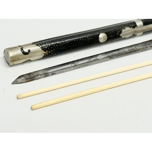 14 - A Late 19th Century Japanese bone travelling cutlery set, with knife.  (5)