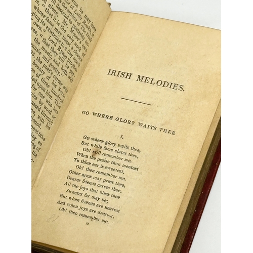 411 - A miniature 19th Century Century book on The Irish Melodies by Thomas Moore. 6x9cm (2)