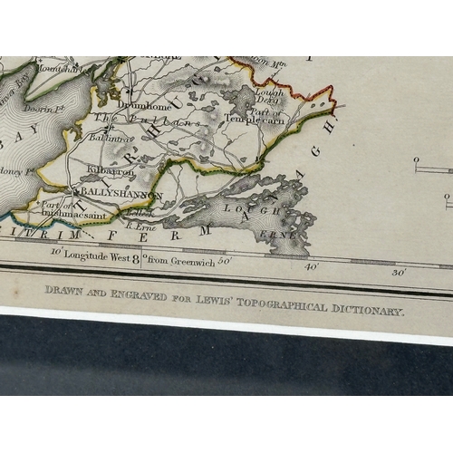 410 - An Early 19th Century Irish band coloured map of Donegal. 1830. Drawn by R. Creighton. Engraved by I... 