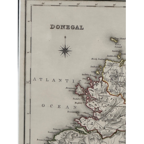 410 - An Early 19th Century Irish band coloured map of Donegal. 1830. Drawn by R. Creighton. Engraved by I... 