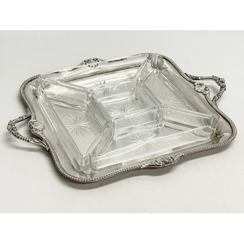 425 - A Sharman O’Neill silver plated serving tray. Together with a Late 19th/Early 20th Century pieces si... 