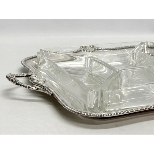 425 - A Sharman O’Neill silver plated serving tray. Together with a Late 19th/Early 20th Century pieces si... 