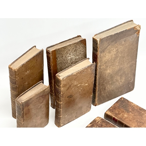 412 - A collection of 18th and Early 19th Century leather bound books. Including The Works of Horace.