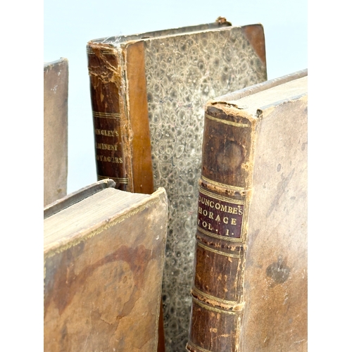 412 - A collection of 18th and Early 19th Century leather bound books. Including The Works of Horace.