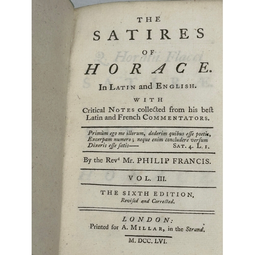 412 - A collection of 18th and Early 19th Century leather bound books. Including The Works of Horace.