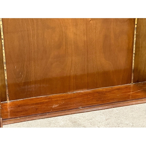 187 - A large Late 19th Century inlaid mahogany wall hanging shops display cabinet. With 2 glass shelves. ... 